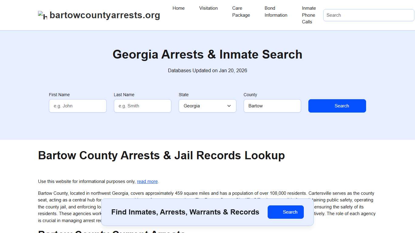 Bartow County, GA Arrests, Warrants, Police Records Search